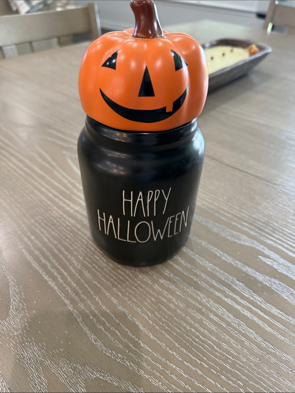 Rae Dunn Orange Pumpkin Top with Black Jar